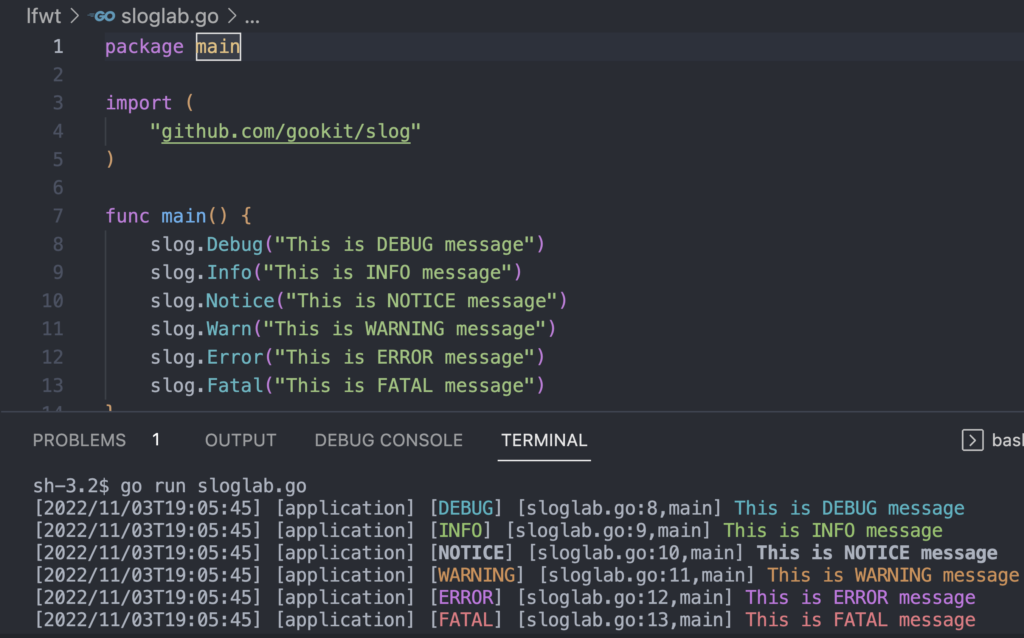 go slog terminal output