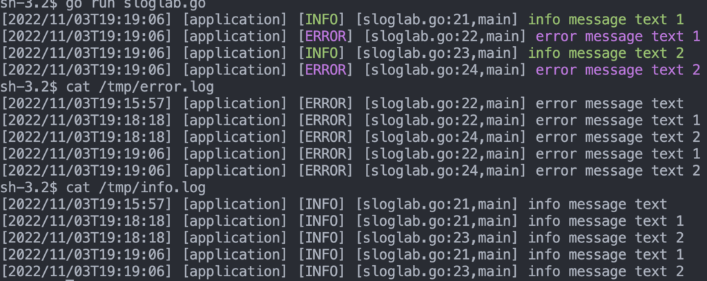 go slog terminal output